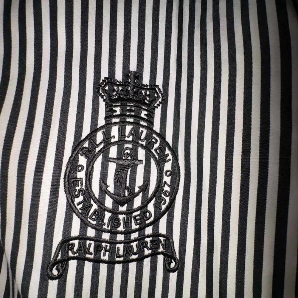 Ralph Lauren  woman Black & White Vertical Stripe Button-Down Shirt - Picture 2 of 3